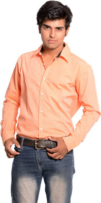 

FabTag - Deeksha Men's Solid Casual Orange Shirt, Light orange;orange