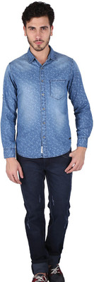 

Caricature Men' Printed Casual Dark Blue Shirt, Navy