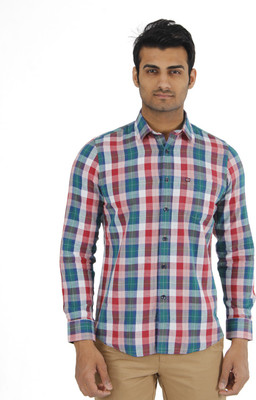 

London Fog Men's Checkered Casual Green Shirt, Green/red