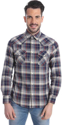 

Jack & Jones Men's Checkered Casual White, Red, Blue Shirt, Total eclipse