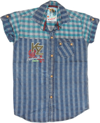

Kidzee Men' Self Design Casual Blue Shirt