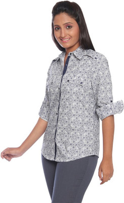 

Park Avenue Women's Printed Formal Blue Shirt