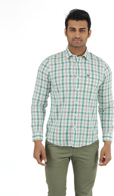 

London Fog Men's Checkered Casual Green, White Shirt