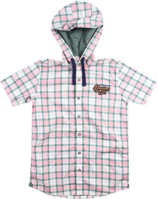 

US Polo Kids Boys Checkered Casual Pink Shirt, Lt. pink