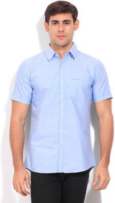 Wrangler Men's Solid Casual Blue Shirt, Sky blue