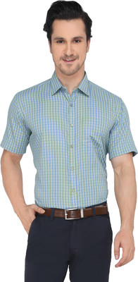 Devaa Men's Checkered Casual Shirt, Blue;green