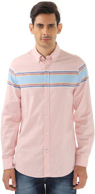 

London Fog Men's Solid Casual Pink Shirt