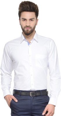 Hancock Men Solid Formal White Shirt