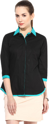 

Dazzio Women's Solid Formal Black, Light Green Shirt