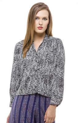 

FabTag - Being Fab Women's Geometric Print Casual Black Shirt
