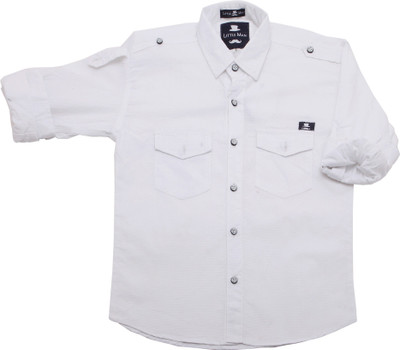 

Little Man Boys Solid Casual White Shirt