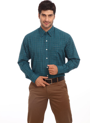 

ColorPlus Men' Checkered Casual Blue Shirt