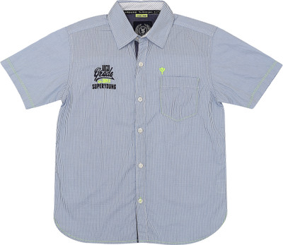 SuperYoung Boys Solid Casual Blue Shirt
