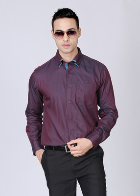 

Black Coffee Men's Solid Casual Purple Shirt, Brown