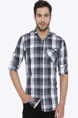 

Fifty Two Men's Checkered Casual Grey Shirt, Checks grey