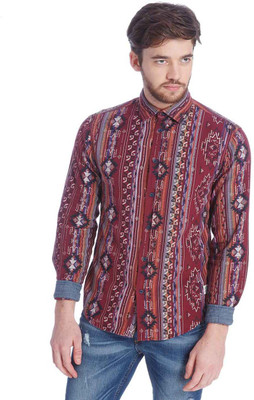 

Jack & Jones Men' Printed Casual Maroon Shirt, Burgundy