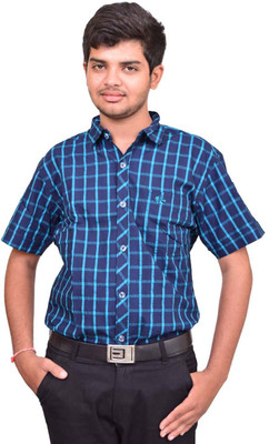 

British Terminal Men's Checkered Casual Green Shirt, Olive green