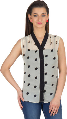 

Trend Arrest Women' Polka Print Casual White, Black Shirt