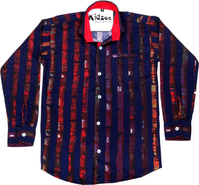 

Kidzee Boys Self Design Casual Blue Shirt