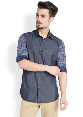 

Parx Men's Solid Casual Blue Shirt