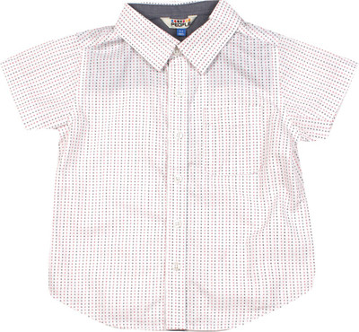 People Boys Printed Casual White Shirt, Red
