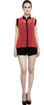 

I Am For You Women's Solid Casual Red Shirt