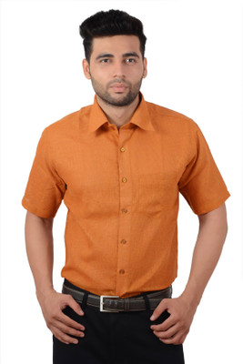 

Studio Nexx Men's Woven, Checkered Formal Orange Shirt