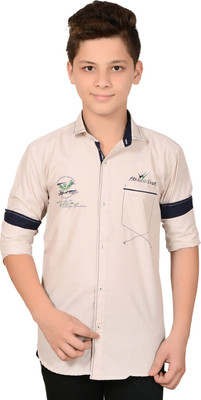 

Anry Boys Solid Casual Grey Shirt, Rust