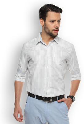 

Brooklyn Blues Men's Striped Casual White Shirt, Mutlicolor