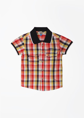 People Boys Checkered Casual Multicolor Shirt, Cyber yellow