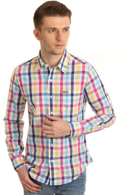 

Flying Machine Men' Checkered Casual Multicolor Shirt, Pink