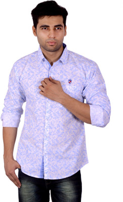 

Studio Nexx Men's Printed Casual Light Blue Shirt, White- blue print