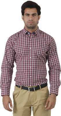 

London Fog Men's Checkered Formal Red, White Shirt, Red;green