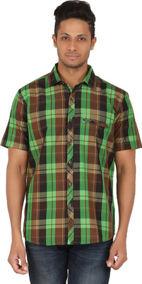 

All Times Men' Checkered Casual Green Shirt