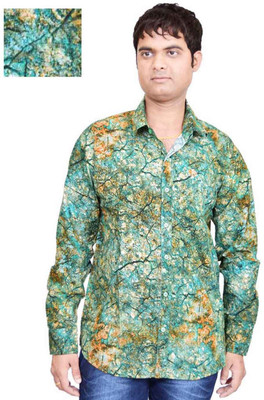 British Terminal Men's Printed Casual Green Shirt