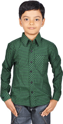 

Gkidz Boys Checkered Casual Green Shirt