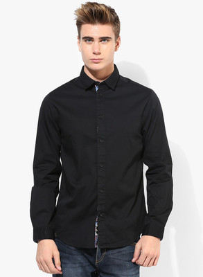 

Jack & Jones Men' Solid Casual Black Shirt