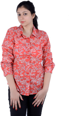S9 Women's Printed Casual Orange, Multicolor Shirt available at flipkart for Rs.299
