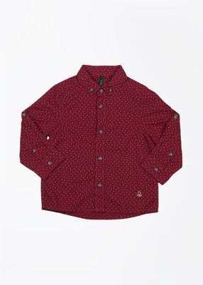 

United Colors of Benetton. Boys Polka Print Casual Shirt, Maroon