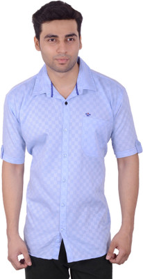 

Studio Nexx Men's Checkered Casual Blue Shirt, Sky blue