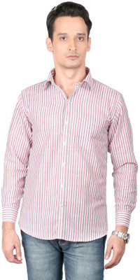 

Zido Men's Striped Casual Red Shirt