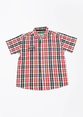 

Palm Tree Boys Checkered Casual Red Shirt, 1320