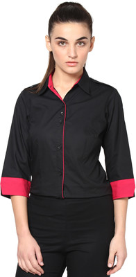 

Dazzio Women's Solid Formal Black, Pink Shirt