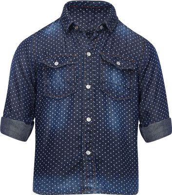 

Life by Shoppers Stop Boys Self Design Casual Blue Shirt, Denimx