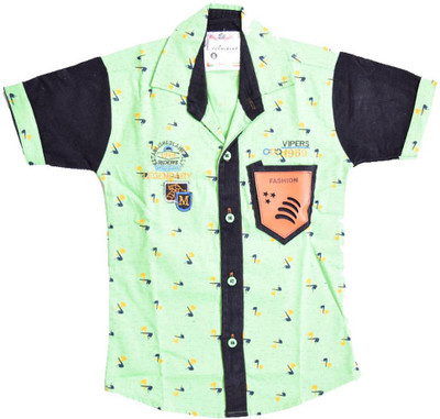 

British Terminal Boys Self Design Casual Green Shirt