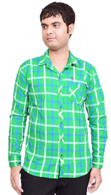 BRITISH TERMINAL Men Checkered Casual Green Shirt