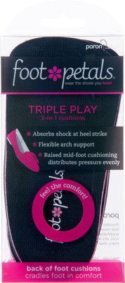

Foot Petals Triple Play PU Foam Heel Regular, Orthotic Shoe Insole(Black)