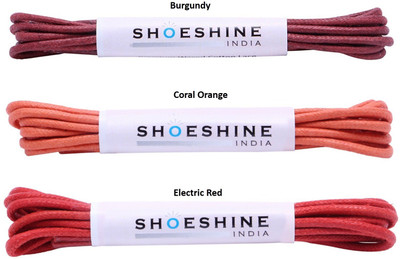 

SHOESHINE formal cotton shoelace (Q5) 2mm very thin Shoe Lace(Burgundy, Coral Orange, Electric Red Set of 3)