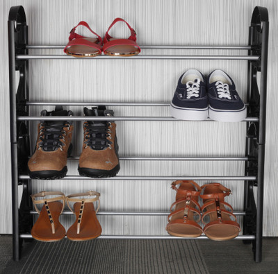 

Pearl 4 Layers Shoe Rack Metal Collapsible Shoe Stand(Black)