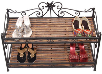 Onlineshoppee Solid Wood Shoe Rack(Brown, 2 Shelves)